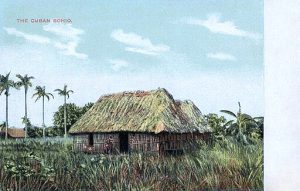 Shack made of wooden sticks and with a dense roof made of straw.