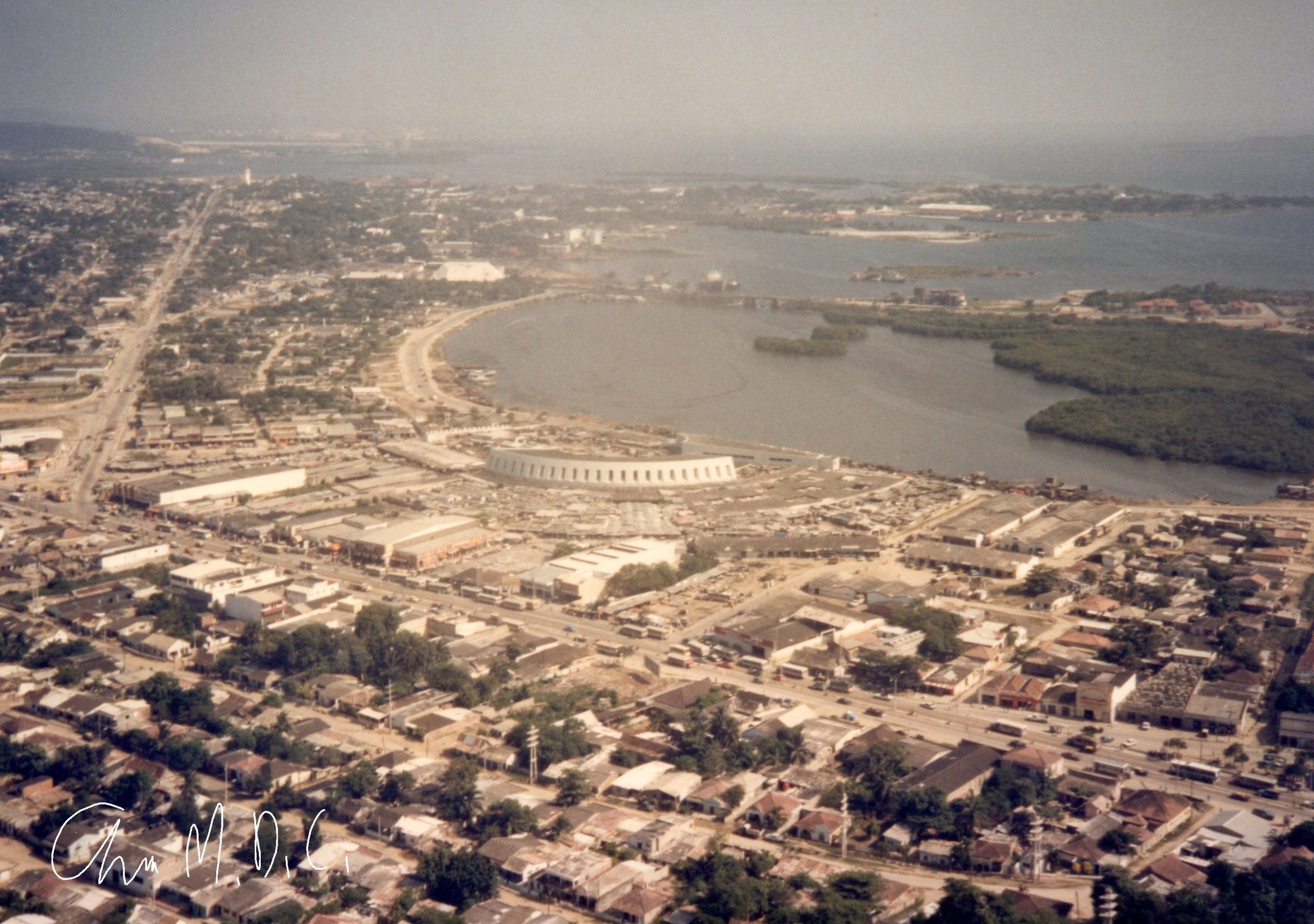 Bay with city and sea from a viewpoint