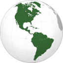 Map of the Americas in plain solid green