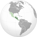 Green part covers the middle Hispanic countries in the Americas including Central America only, and excluding the Caribbean countries.